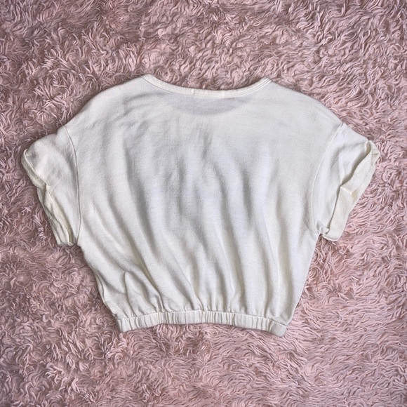 CAT PRINTED SCRUNCHED-BOTTOM CROP TOP · SIZE M · PAPAYA - Picture 3 of 4